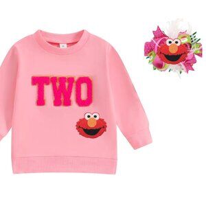 Elmo Sweater Second Birthday Long Sleeve Pullover Top Sesame Street Sweatshirt